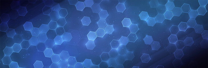 Futuristic Hexagon background. Blue Hexagonal pattern. Modern vector illustration