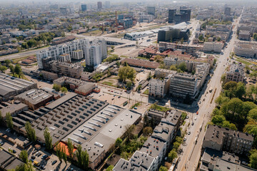 Łódź, zdjęcia miasta z drona - obrazy, fototapety, plakaty
