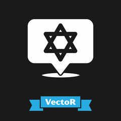 White Star of David icon isolated on black background. Jewish religion symbol. Symbol of Israel. Vector