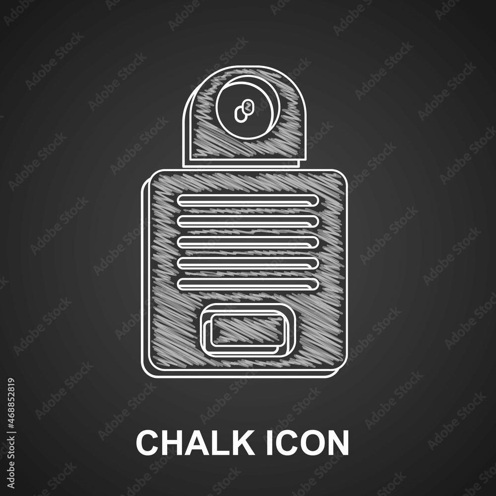 Poster chalk intercom icon isolated on black background. vector