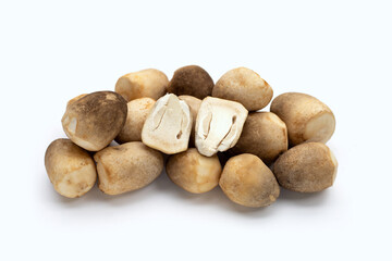 Straw mushroom on white background.