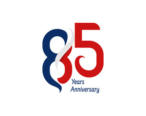 85 years anniversary logo with ribbon for celebration