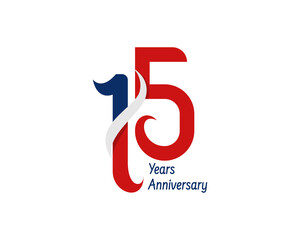 15 years anniversary logo with ribbon for celebration