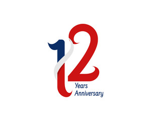 12 years anniversary logo with ribbon for celebration