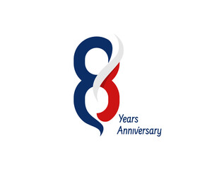 8 years anniversary logo with ribbon for celebration