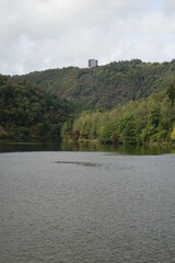 Cruising on River Saar through world famous Saarschleife river bend, Mettlach, Saarland, Germany
