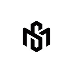 m s ms sm initial logo design vector template