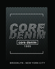 Design typography core denim 1989 print t shirt