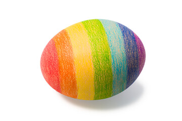 Rainbow easter egg isolated on white background. Symbol of happiness or a flag of LGBTQ