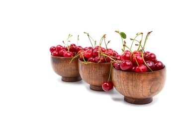 Sweet fresh red cherries, isolated on white background