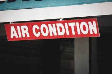Air condition sign at auto mechanic shop