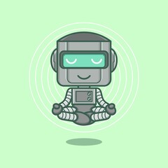 medicated cute cartoon robot character. vector illustration for mascot logo or sticker