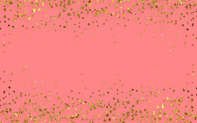 Golden glitter on pink background