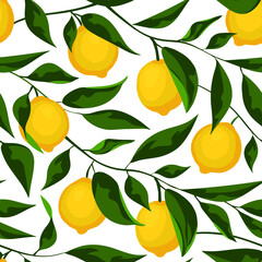 Lemons seamless pattern. Colorfull design for fabric, wallpaper, cover and other.