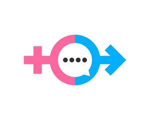 Man and girls symbol with bubble chat inside