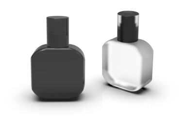 High Quality 3D Rendering two bottles of perfume in black and white