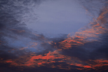 Fototapeta na wymiar orange twilight light in the sky before sunset
