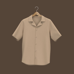 Short-sleeve camp shirt mockup. 3d rendering, 3d illustration