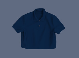 Women’s cropped polo shirt mockup in front view, 3d rendering, 3d illustration