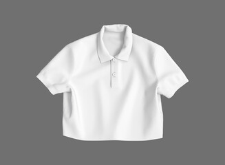 Women’s cropped polo shirt mockup in front view, 3d rendering, 3d illustration