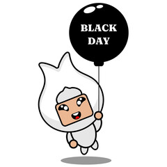 vector cartoon character cute gum tooth mascot costume holding black day balloon