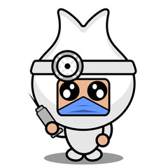 vector cartoon character cute gums tooth mascot costume dentist gums holding a syringe