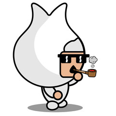 vector cartoon character cute gum tooth mascot costume holding cigarette