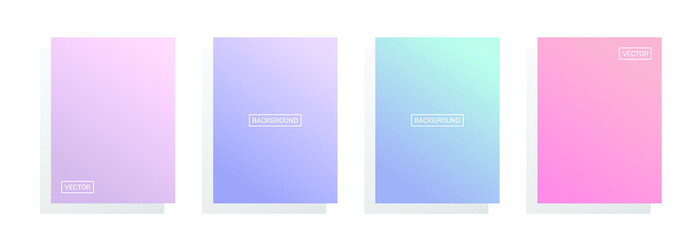 Set of modern gradient abstract background. 2D color, colorful design for vertical poster, flyer, banner, backdrop. Vector illustration isolated EPS 10.