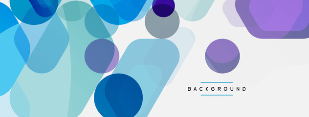 Color bubbles and rounded geometric shapes on white. Vector geometric minimal abstract background for wallpaper, banner, background, landing page