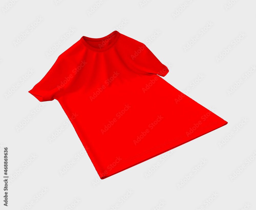 Sticker men's short-sleeve t-shirt mockup in front view, design presentation for print, 3d illustration, 3d rendering