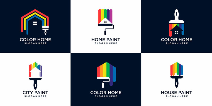 set of House and city renovation icon, Painting services icon,full color vector template