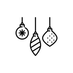 Fir tree baubles. Traditional Christmas decoration. Pixel perfect, editable stroke icon