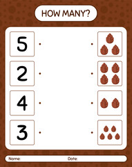 How many counting game with pine cone. worksheet for preschool kids, kids activity sheet