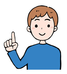 指差しポーズの男性のイラスト