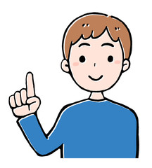 指差しポーズの男性のイラスト