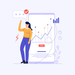 A woman is analyzing data conceptual design ilustration