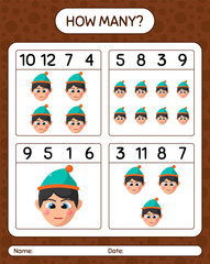 How many counting game with boys. worksheet for preschool kids, kids activity sheet
