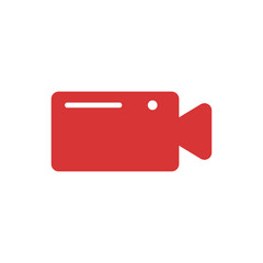 Video camera vector icon. Red symbol
