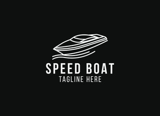 A speed boat logo design template. Line art logo designs