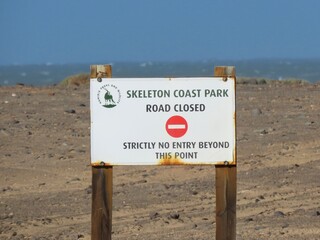 Off Road Warning Sign in Skeleton Coast Park Namibia