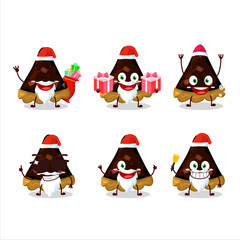 Santa Claus emoticons with slice of pecan pie cartoon character