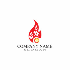 Vector Fire Flame Simple abstract icon, symbol, logo design template