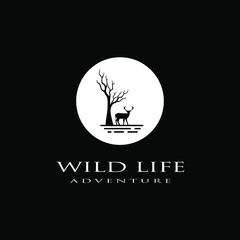 black and white wild life illustration design