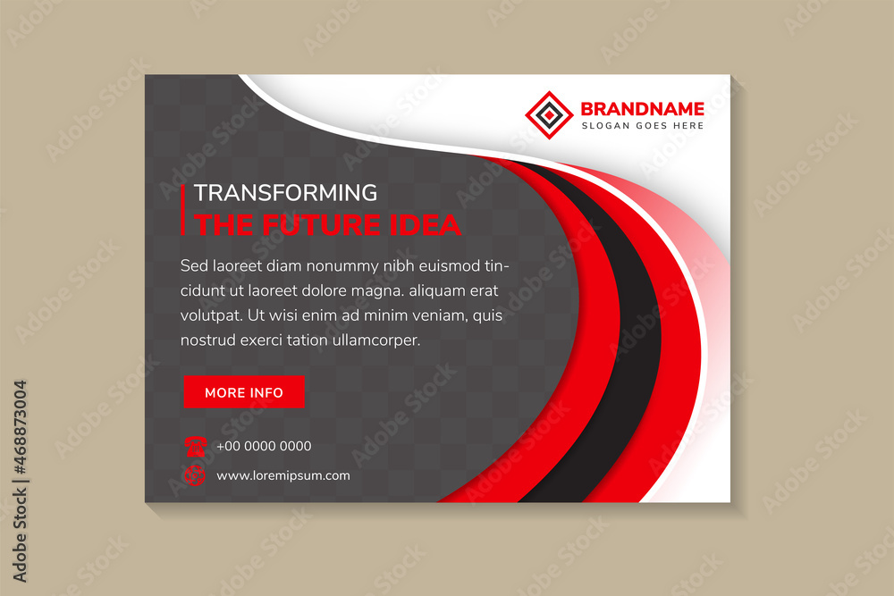 Poster wave horizontal flyer template design use headline is transforming the future idea. horizontal layou