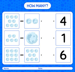 How many counting game with full moon. worksheet for preschool kids, kids activity sheet