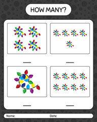 How many counting game with string light. worksheet for preschool kids, kids activity sheet