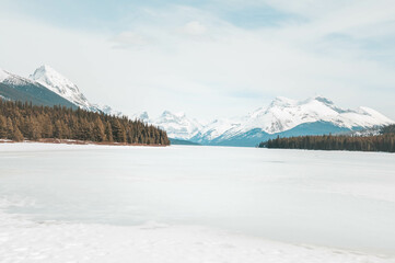 Moraine Lake frozen in Banff