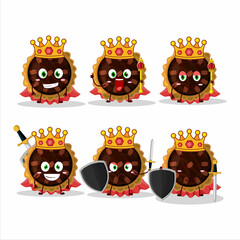A Charismatic King pecan pie cartoon character wearing a gold crown