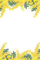水彩タッチのミモザ　フレーム・ポストカードテンプレート