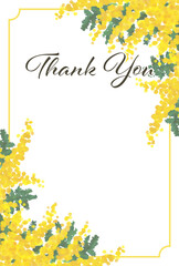 水彩タッチのミモザ　ポストカードテンプレート（thank you）